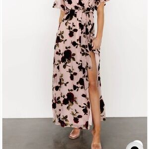 Baltic Born Parisian Velvet Maxi Dress. Blush Rose Floral. XXL